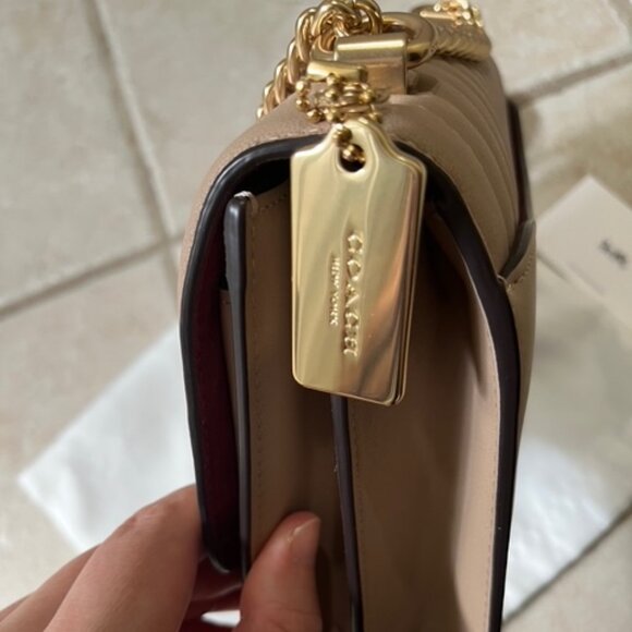 Coach Klare Crossbody Bag With Linear Quilting Taupe Leather - Picture 10 of 11